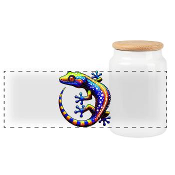 Gecko - Boîte à biscuits avec couvercle en bois - blanc - Devant