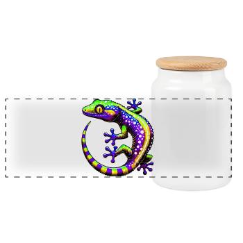 Gecko - Boîte à biscuits avec couvercle en bois - blanc - Devant