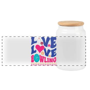 Live Love Bowling - Panorama Keksdose mit Holzdeckel - Weiß - Vorne