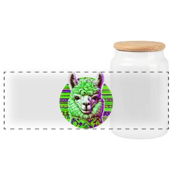 Alpaga - Boîte à biscuits avec couvercle en bois - blanc - Devant