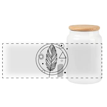 Boho & Zen – Stylish Feather Art for Nature Lovers - Panoramic Cookie Jar with Wooden Lid - white - Front