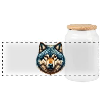 Wolf - Panorama Keksdose mit Holzdeckel - Weiß - Vorne