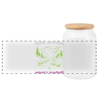 Course sur sentier - Tapis roulant de la nature - Boîte à biscuits avec couvercle en bois - blanc - Devant