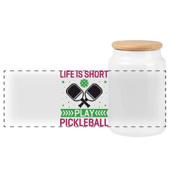 La vie est courte, jouez au pickleball - Boîte à biscuits avec couvercle en bois - blanc - Devant