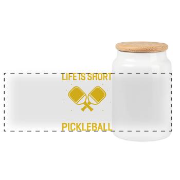 La vie est courte, jouez au pickleball - Boîte à biscuits avec couvercle en bois - blanc - Devant