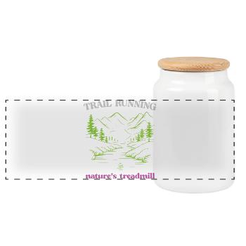Course sur sentier - Tapis roulant de la nature - Boîte à biscuits avec couvercle en bois - blanc - Devant