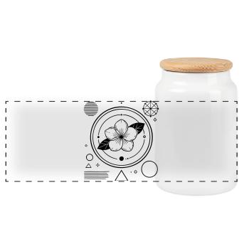 Géométrie florale – Art moderne pour la méditation - Boîte à biscuits avec couvercle en bois - blanc - Devant