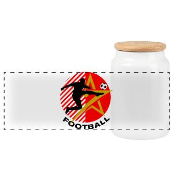 Football - Panoramic Cookie Jar with Wooden Lid - white - Front