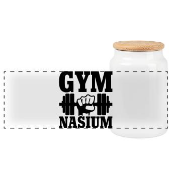 GYM Nasium - Entraînement - Boîte à biscuits avec couvercle en bois - blanc - Devant