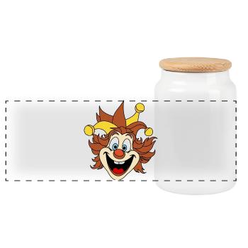 Carnaval Clown Sourire Carnaval Parade Costume - Boîte à biscuits avec couvercle en bois - blanc - Devant
