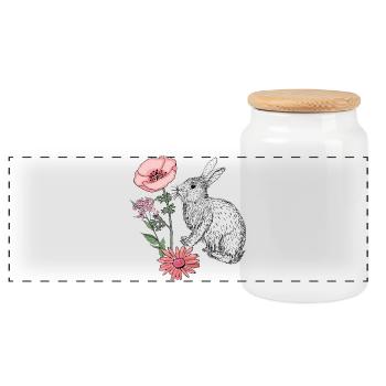 Lapin de Pâques Joyeuses Pâques - Boîte à biscuits avec couvercle en bois - blanc - Devant