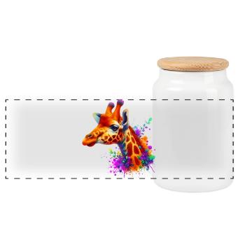 Giraffe - Panorama Keksdose mit Holzdeckel - Weiß - Vorne
