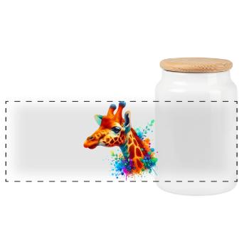 Giraffe - Panorama Keksdose mit Holzdeckel - Weiß - Vorne