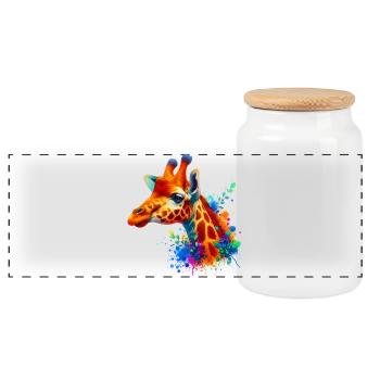 Girafe - Boîte à biscuits avec couvercle en bois - blanc - Devant