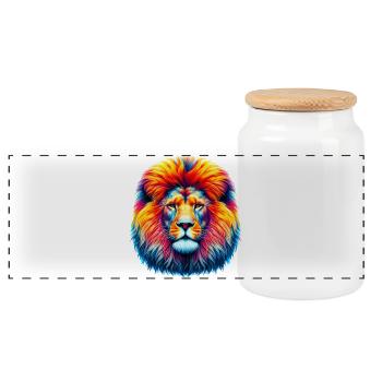 Lion - Boîte à biscuits avec couvercle en bois - blanc - Devant