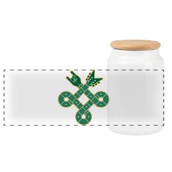 Celtic Knot Guitar - Panoramic Cookie Jar with Wooden Lid - white - Front