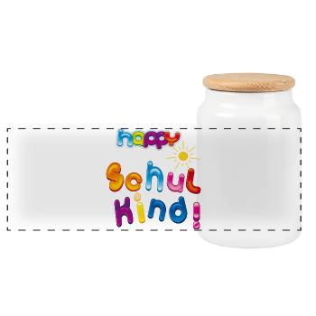 Happy Schulkind - Panorama Keksdose mit Holzdeckel - Weiß - Vorne
