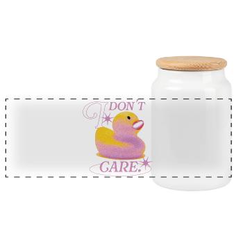 I Don't Care Duck - Panoramic Cookie Jar with Wooden Lid - white - Front