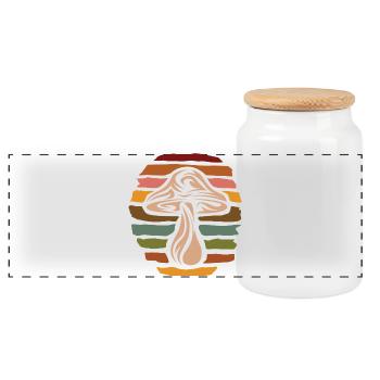 Retro mushroom collector - nature vintage design - Panoramic Cookie Jar with Wooden Lid - white - Front