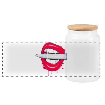 Kiss Kiss Bang Bang - Boîte à biscuits avec couvercle en bois - blanc - Devant