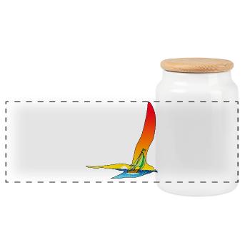The Journey of the Bird and the Boat - Panoramic Cookie Jar with Wooden Lid - white - Front