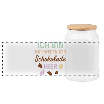 Je suis là seulement pour le chocolat - Boîte à biscuits avec couvercle en bois - blanc - Devant