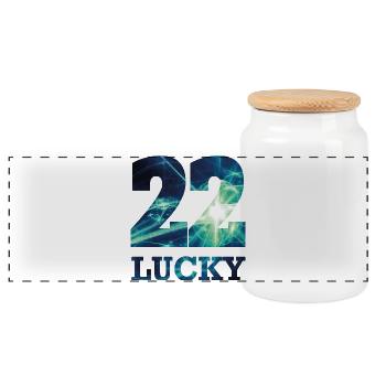 LUCKY22 - Panoramic Cookie Jar with Wooden Lid - white - Front
