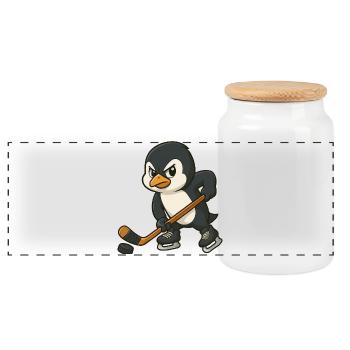 Cooler Pinguin Eishockey Spieler Eishockey - Panorama Keksdose mit Holzdeckel - Weiß - Vorne