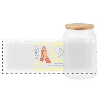 Psalm 20:5 May the Lord... - Panoramic Cookie Jar with Wooden Lid - white - Front