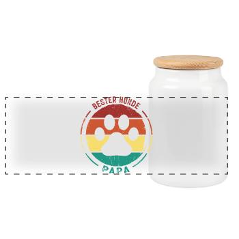 Hundeopa Geschenke Hundeliebhaber Hunde - Panorama Keksdose mit Holzdeckel - Weiß - Vorne