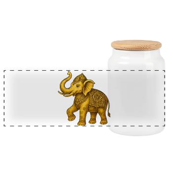 Eléphant d’Or - Boîte à biscuits avec couvercle en bois - blanc - Devant