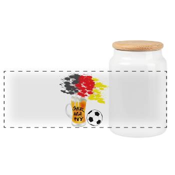 Football Germany - Panoramic Cookie Jar with Wooden Lid - white - Front