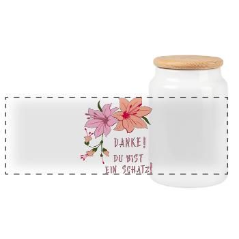 Thank you, you're a sweetheart - Panoramic Cookie Jar with Wooden Lid - white - Front
