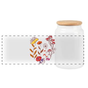 Blüten, Flowers - Panorama Keksdose mit Holzdeckel - Weiß - Vorne