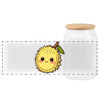 Fruit de durian Fruit puant - Boîte à biscuits avec couvercle en bois - blanc - Devant