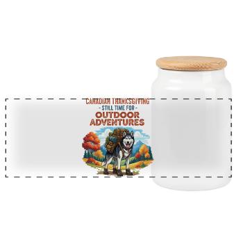 Husky Outdoor Abenteuer - Panorama Keksdose mit Holzdeckel - Weiß - Vorne