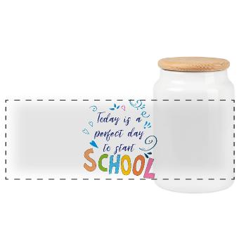 School Time - Panoramic Cookie Jar with Wooden Lid - white - Front