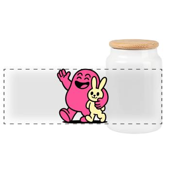 Happy Friends! - Panoramic Cookie Jar with Wooden Lid - white - Front