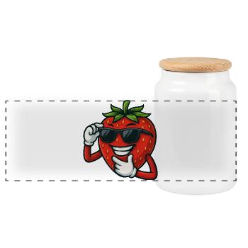 Cool fraise décontractée avec des lunettes de soleil joie - Boîte à biscuits avec couvercle en bois - blanc - Devant
