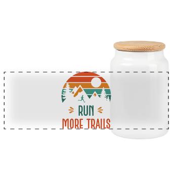 Lauf mehr Trails - Panorama Keksdose mit Holzdeckel - Weiß - Vorne