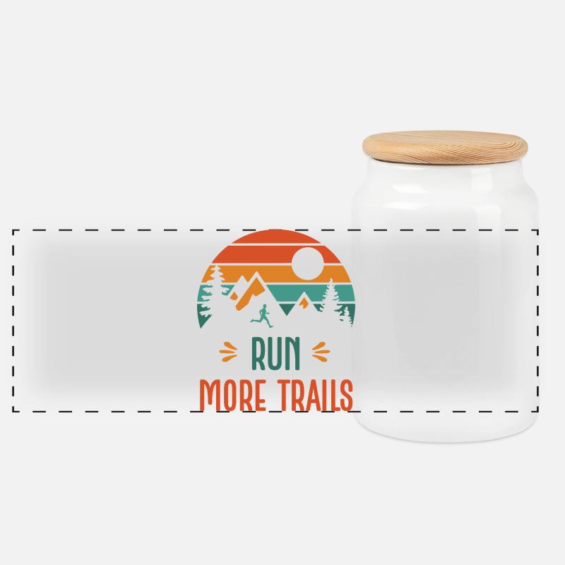 Lauf mehr Trails - Panorama Keksdose mit Holzdeckel - Weiß