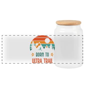 Born to Ultra Trail - Panoramic Cookie Jar with Wooden Lid - white - Front