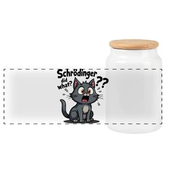 Schrödingers Katze - der Albtraum süßer Katzen - Panorama Keksdose mit Holzdeckel - Weiß - Vorne