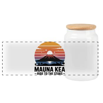 Mauna Kea Ride to the Stars Cycling Art - Panoramic Cookie Jar with Wooden Lid - white - Front