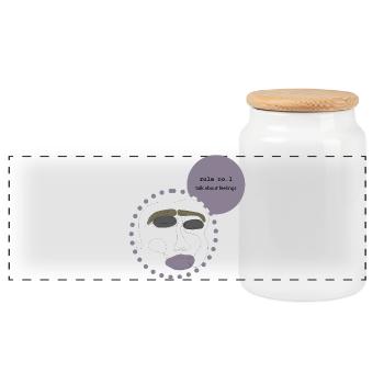 talk about feelings 2 - Panoramic Cookie Jar with Wooden Lid - white - Front