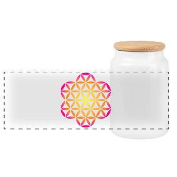 Flower of Life Gradient Namaste om spirituell - Panoramic Cookie Jar with Wooden Lid - white - Front
