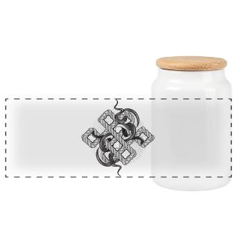 Snake knot in silver look – mystical & noble - Panoramic Cookie Jar with Wooden Lid - white - Front