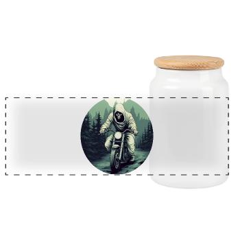 Moto fantôme / Motard Fantômes - Boîte à biscuits avec couvercle en bois - blanc - Devant