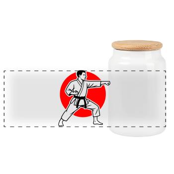 Karaté Oi-Zuki - Boîte à biscuits avec couvercle en bois - blanc - Devant