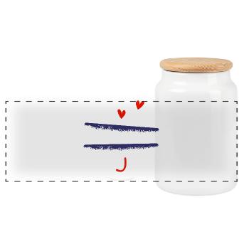 Letter J Breton bowls - Panoramic Cookie Jar with Wooden Lid - white - Front